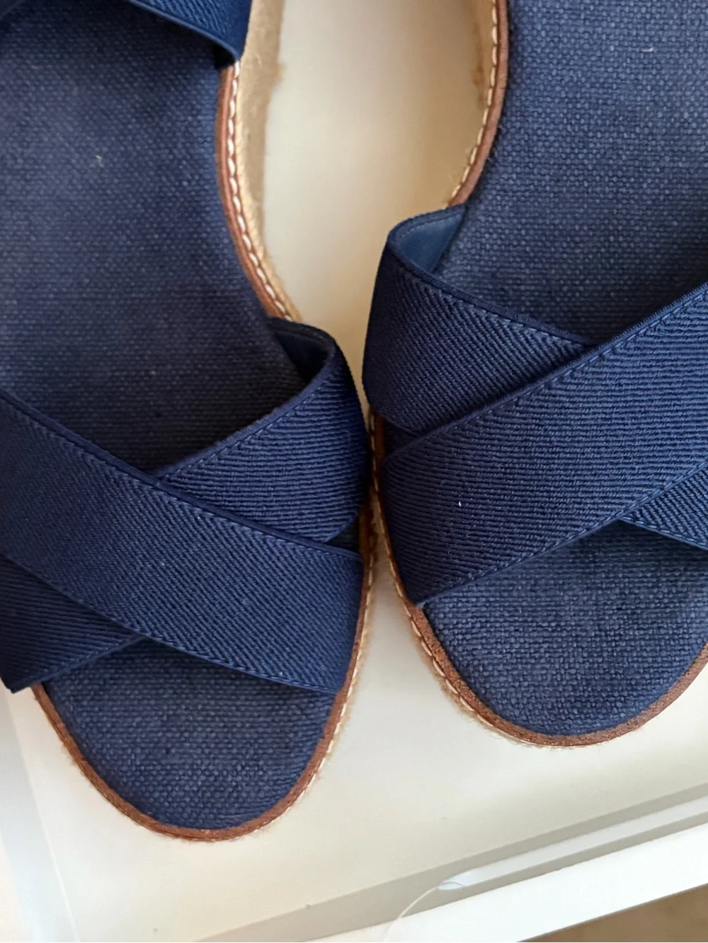Tory Burch Navy Elastic Crisscross Espadrille Sandals size 10
